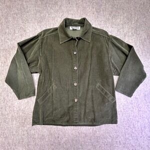 Appleseed's Petite Corduroy Button Front Jacket Olive Green Size Medium